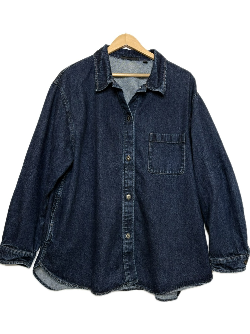 Uniqlo Dark Indigo Denim Overshirt Womens Size XXL Button Down Shirt Jacket